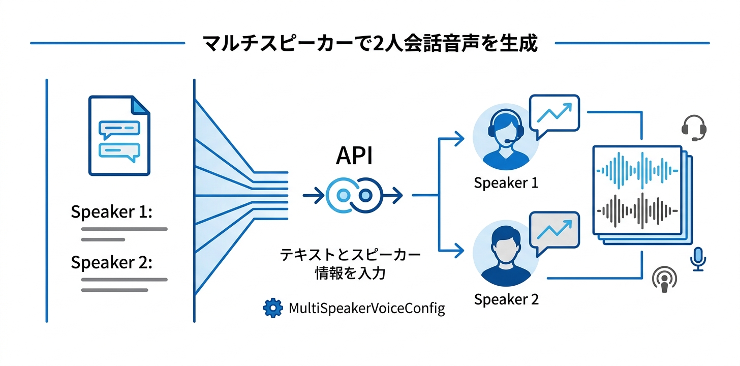 マルチスピーカーで2人会話音声を生成する
