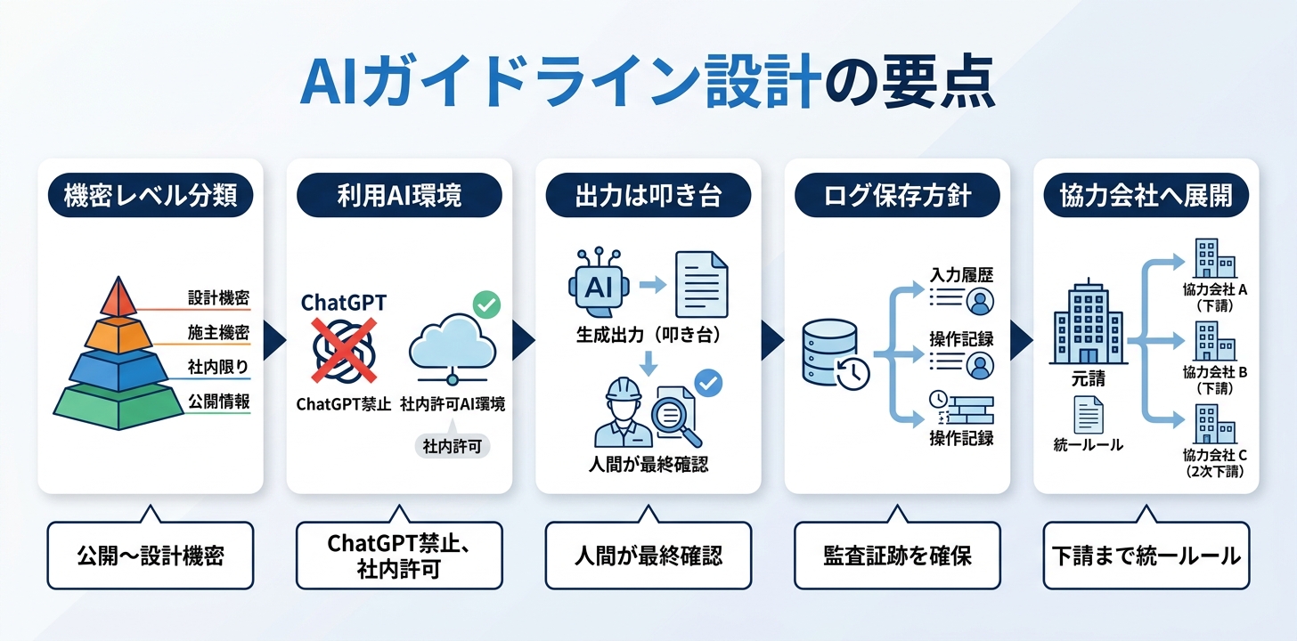 建設業向け生成AI利用ガイドラインの設計ポイント