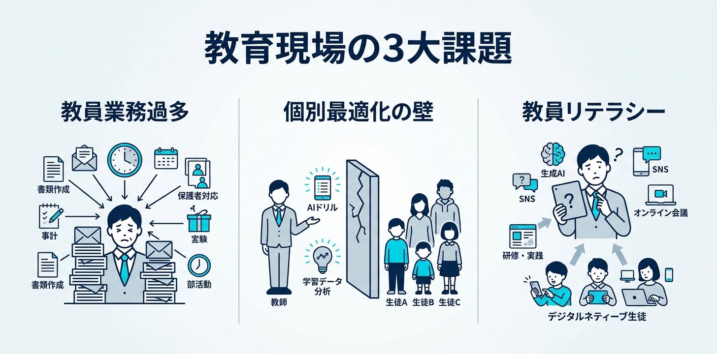 教育現場が抱える3つの課題