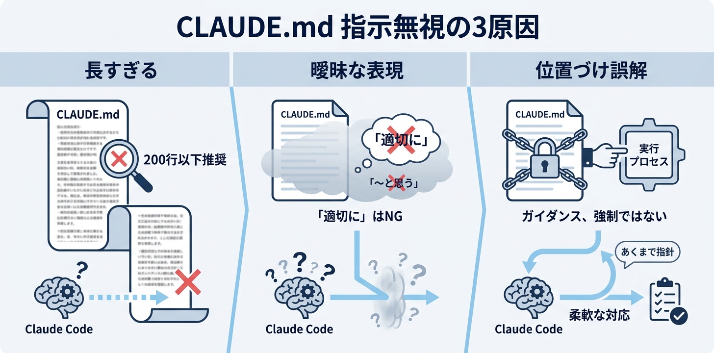 CLAUDE.mdを書いたのに指示が無視される3つの原因