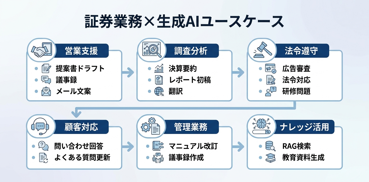 証券業務における生成AIユースケース全体像