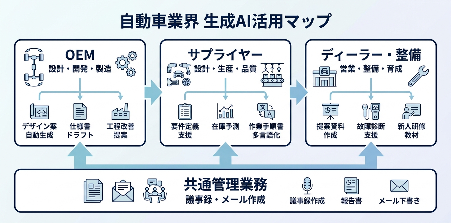 自動車業界における生成AIユースケース全体像