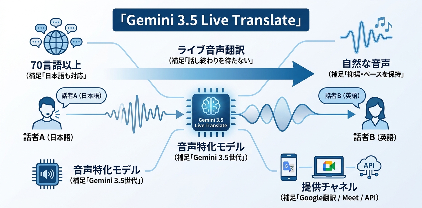 Gemini 3.5 Live Translateとは何か——「話し終わるのを待たない」翻訳AI