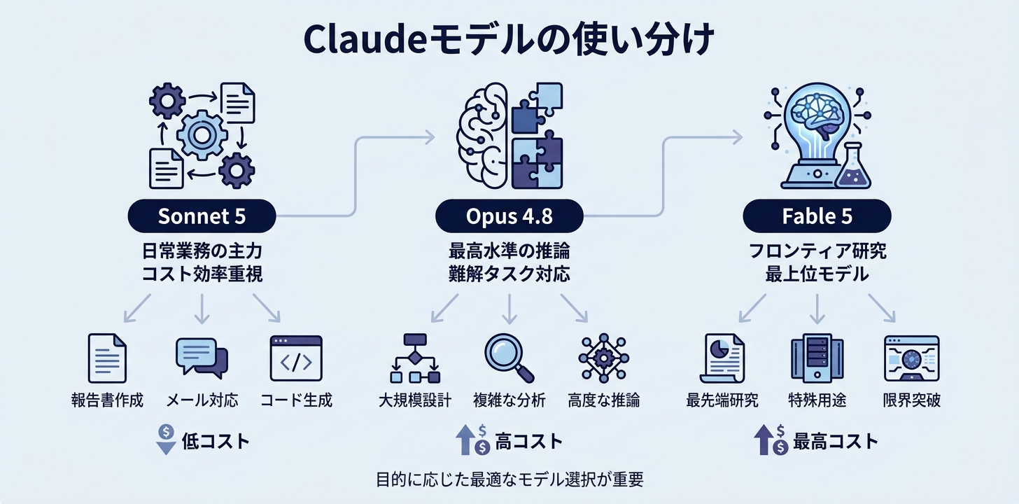 Sonnet 5 / Opus 4.8 / Fable 5 の使い分け
