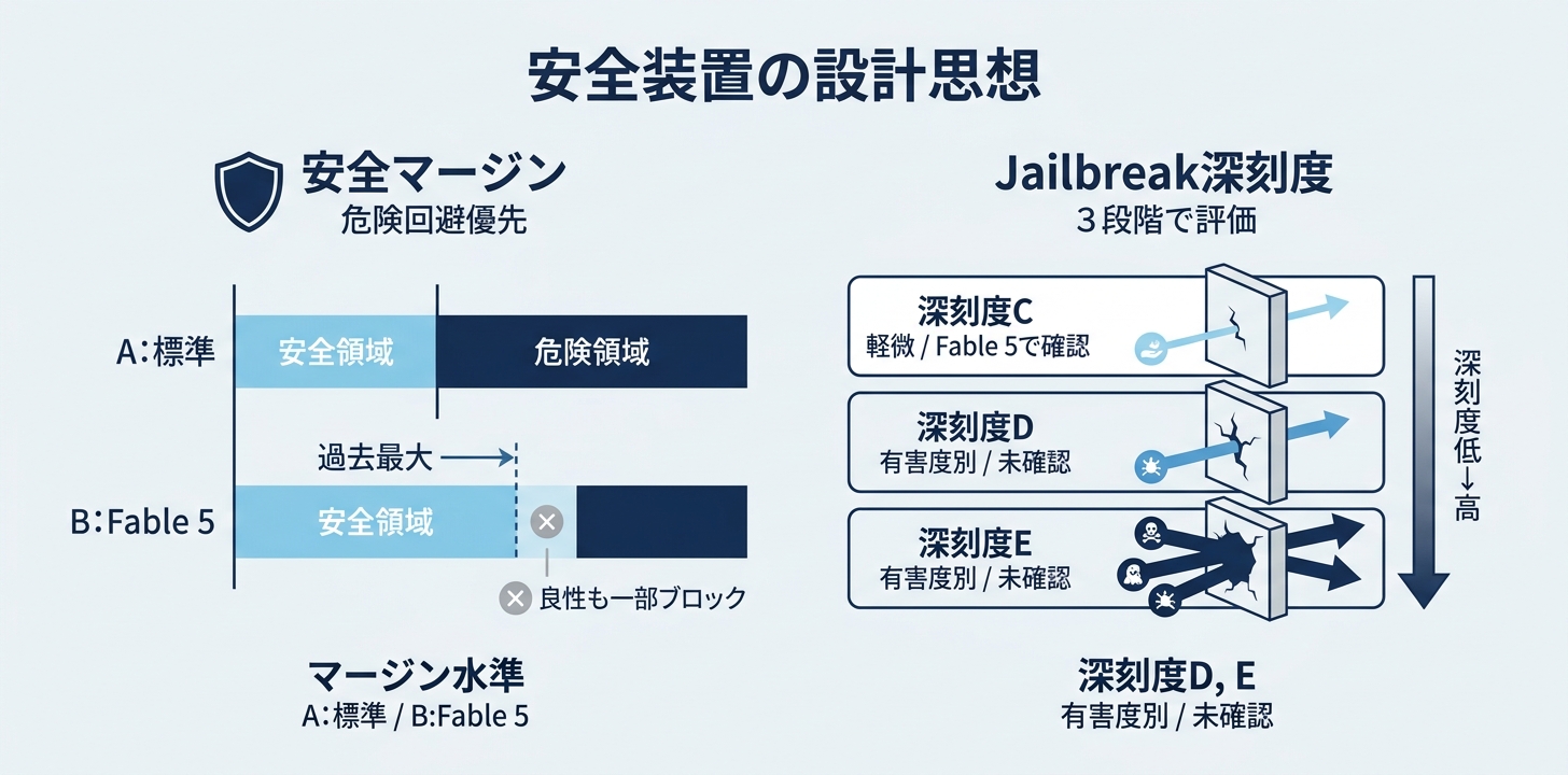 安全装置の設計思想——マージンとJailbreakの深刻度