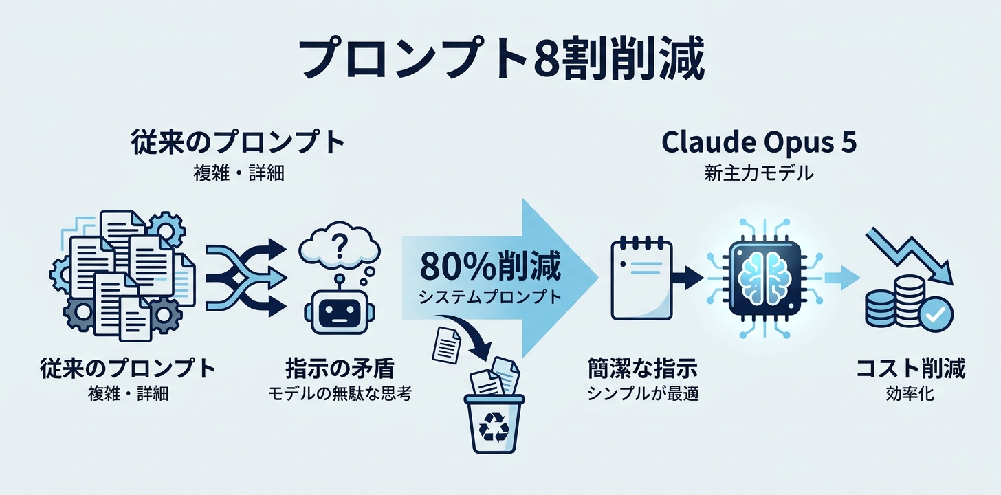 Opus 5世代で変わった「プロンプトの書き方」——システムプロンプト8割削減の意味