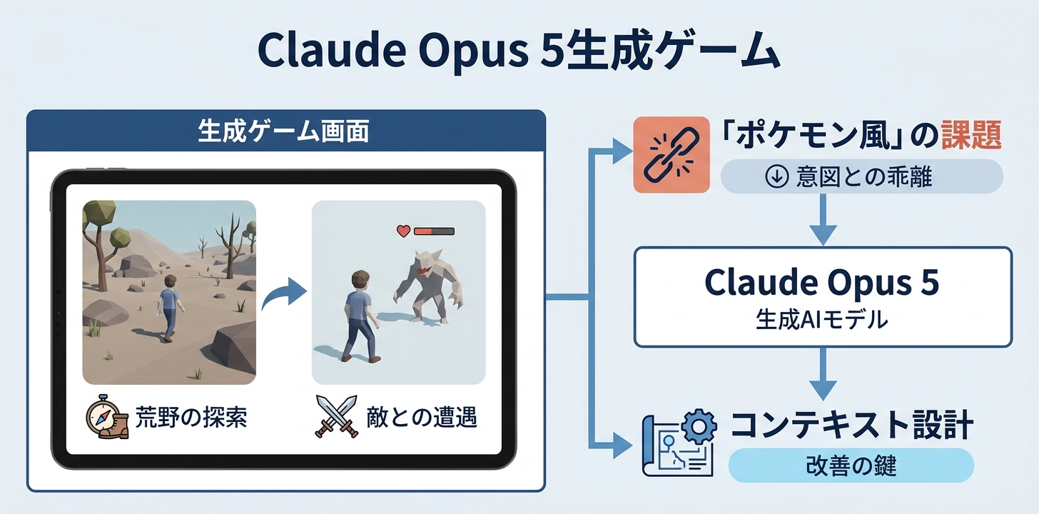 実演——Opus 5にポケモン風の3Dゲームを作らせてみた