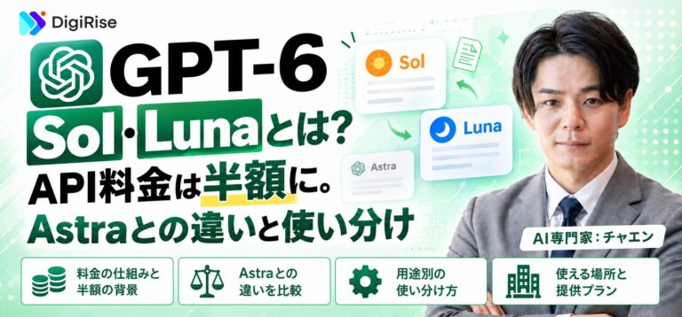 GPT-6 Sol・Lunaとは？API料金は半額に。Astraとの違いと使い分け