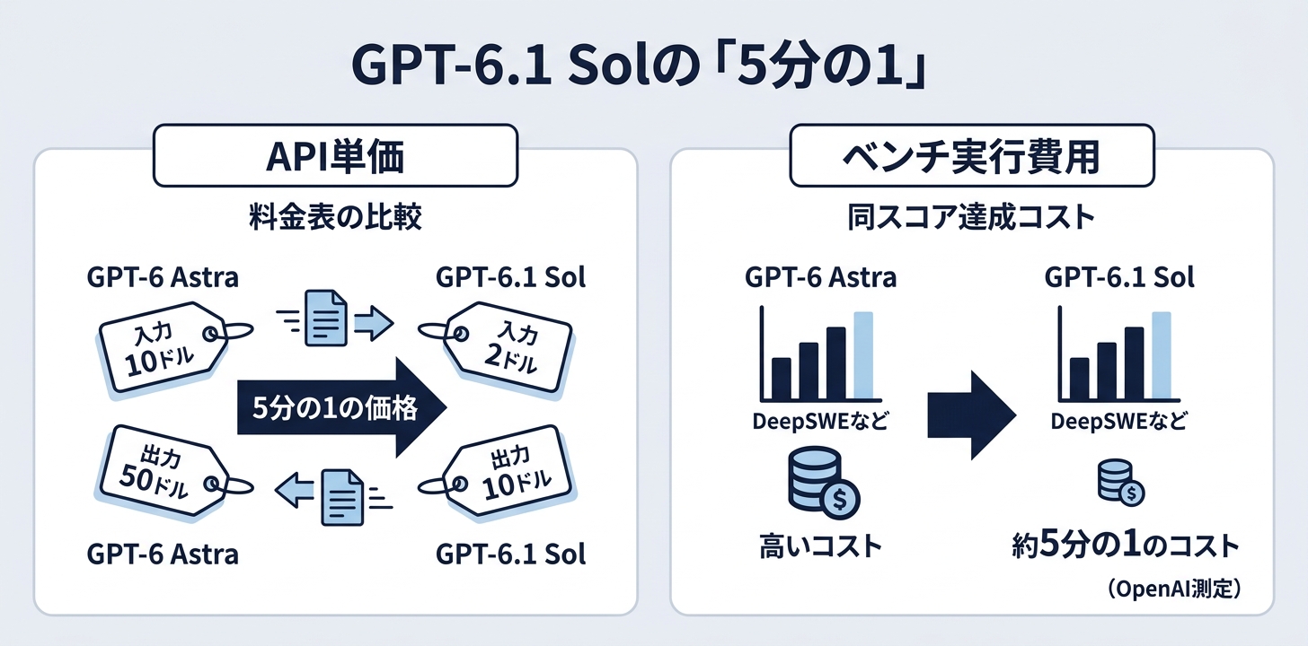GPT-6.1 Solの公式ベンチの読み方｜「Astraと同等を1/5のコストで」は何と何の比較か