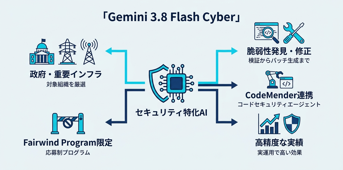 Gemini 3.8 Flash Cyberとは？——Fairwind Program限定のセキュリティ特化モデル