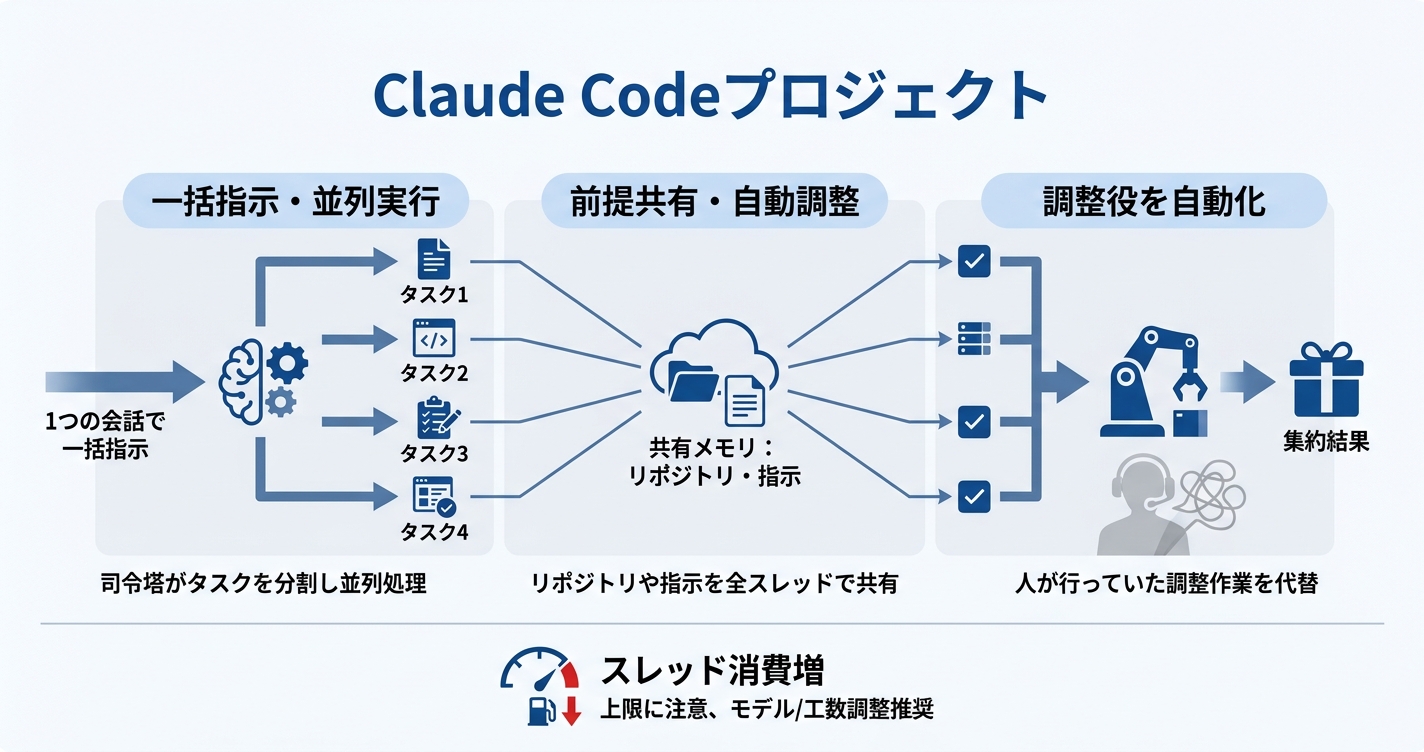 まとめ｜Claude Codeのプロジェクトは「調整役」を手放すための機能
