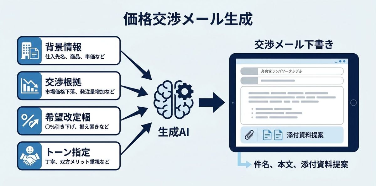② 仕入先への価格交渉メール生成