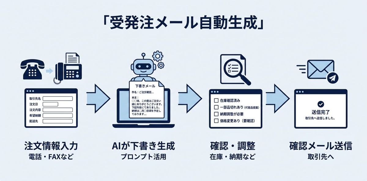 ④ 受発注確認メールの自動生成