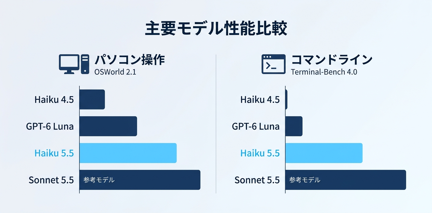 性能|Haiku 4.5から大幅アップ、比較6項目でGPT-6 Lunaも上回る