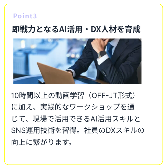 Point3 即戦力となるAI活用・DX人材を育成