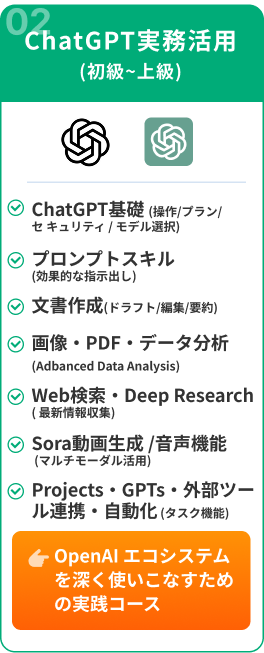 ChatGPT実務活用（初級～上級）